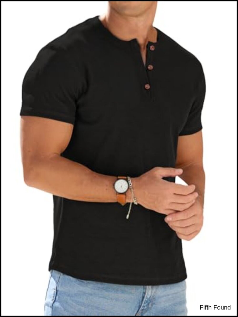 Men's Muscle Henley Shirt Short Sleeve Button Athletic Tee